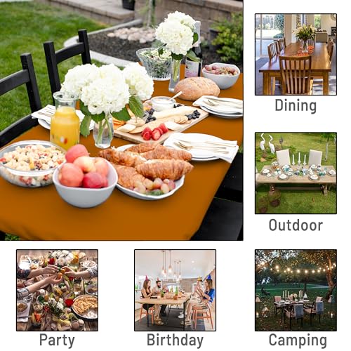 Shamrock Home Polyester 6ft Fitted Tablecloth Elastic Rectangle Table Cover, Table Cloth, Fitted Table Covers for 6 Foot Tables, Picnic Table Cover Indoor Outdoor, Washable 72x30 inch, Burnt Orange by Shamrock Home - Image 3