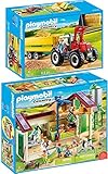  PLAYMOBIL® Country 2er Set 70131 70132 Riesentraktor mit Anhänger + Großer Bauernhof mit Silo