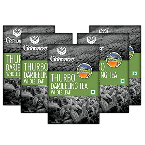 Image of GOODRICKE Thurbo Darjeeling Tea - 250gm (Pack of 5) | 100% Pure & Original Single Estate Whole Leaf Tea | Premium Black Long Loose Tea Leaves with Rich Taste