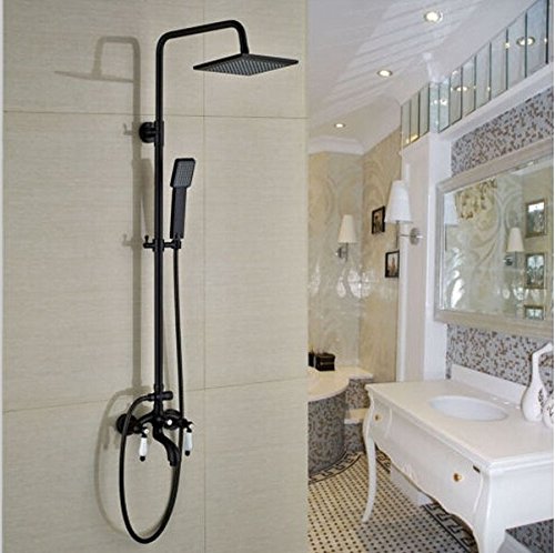 Pulvérisateur à main et douche carrée LED pour ensemble baignoire finition noire Orb