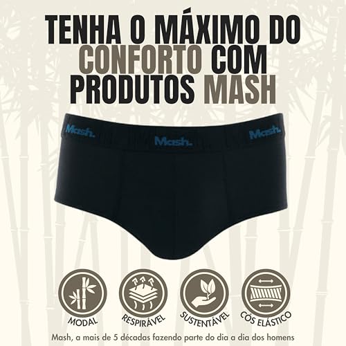 MASH Kit 6 Cuecas Slip Modal Tencel Masculina Adulto Extremamente Confortável, 6 Preto, G