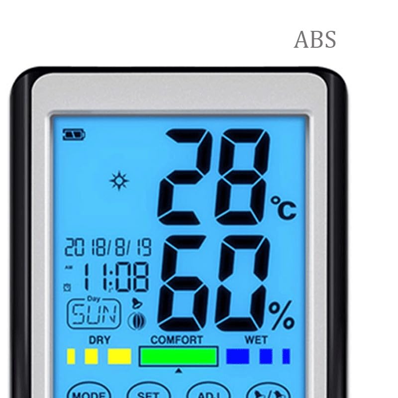 Home Temperature Humidity Meter Digital Display Touchscreen Indoor Use with Time Function