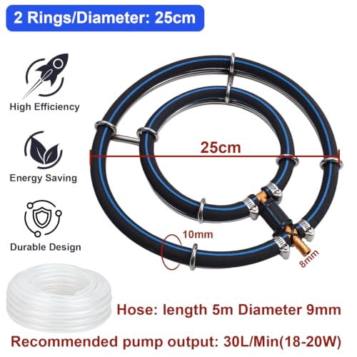 Aireador de estanque de peces y difusor de oxígeno con anillo de ventilación de 25 cm 3