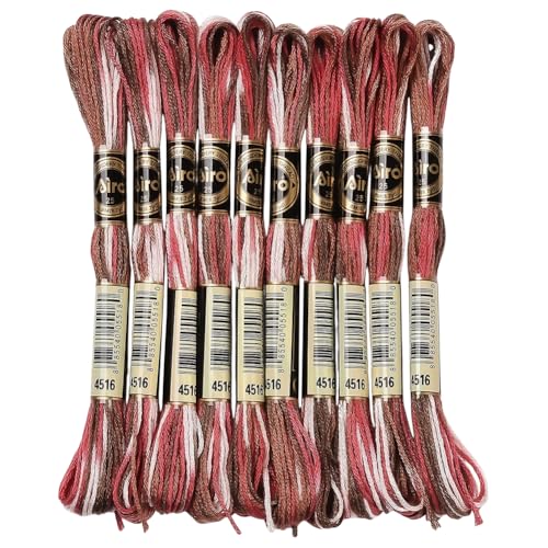 CABODYALS 10 Skeins 6 Strands Red Embroidery Floss Threads Bulk Variegated Gradient Cross Stitch Thread Polyester Friendship Bracelets String for Jewelry Making Hand Sewing Knitting Stitching Crafts