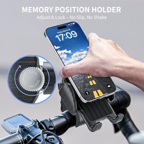 Image of Motorcycle Phone Mount, Bike Bicycle Mount Handlebar Cell Phone Clamp Ebike Scooter Phone Clip for iPhone 16 Pro Max /Plus, 15 Pro Max, S10, S20, More 4.7 inch to 6.8 inch Smartphones