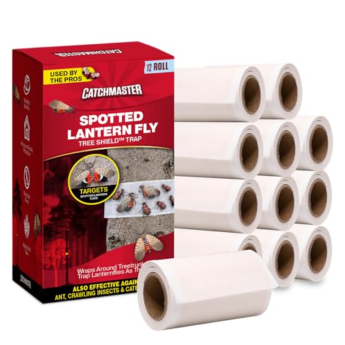 Catchmaster Tree Shield Lantern Fly & Ant Traps Insect Barrier, 12 Rolls 30ft Each, Outdoor Adhesive Crawling Insect Trap to Protect Trees, Fruit & Plants, Pest Control Lawn & Garden