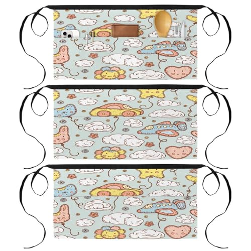 Tablier court avec 3 poches de travail pour en finir avec les taches en cuisine et bistrot