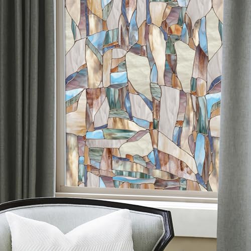 Artscape Mesa 24 x 36 Inch Window Film, Made in USA – Provides Privacy, Non-Adhesive, Colorful Stained Glass Pattern, UV Protection, Easy to Apply and Removable