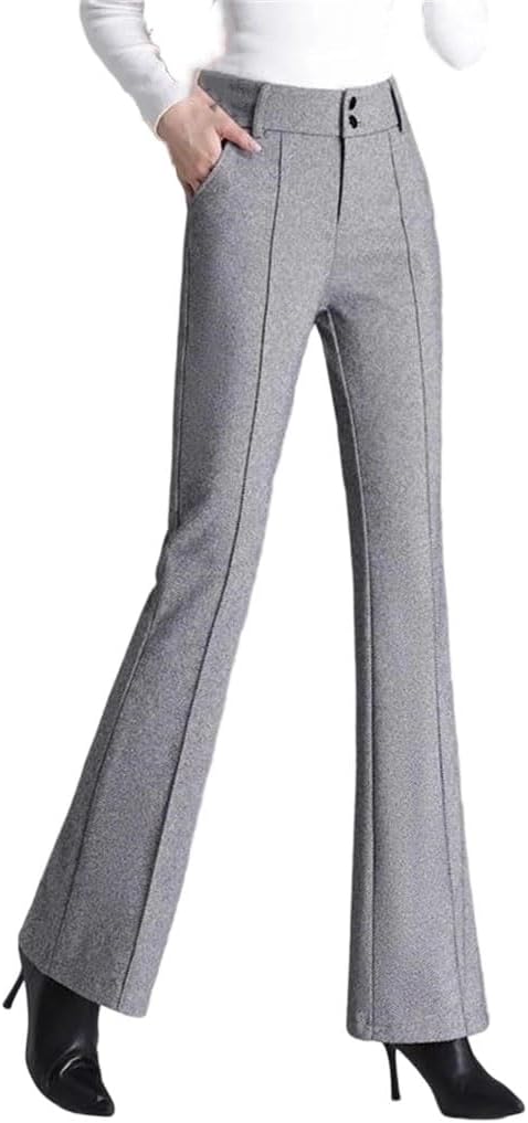 Women's High-Waisted Slim-Fit Thick Straight-Leg Flared Suit Pants