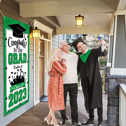 Graduation Party Decorations Green Graduation Banner Class Of 2023 Personalized Door Cover Congrats Grad Graduation Backdrop With A Gift Pen #TOP2
