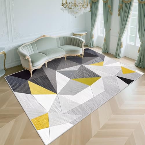 Alfombra moderna gris de 140 x 200 cm, de pelo corto, lavable, antideslizante, para sala de estar, dormitorio, vestidor, elegante decoración del hogar, alfombra suave y duradera