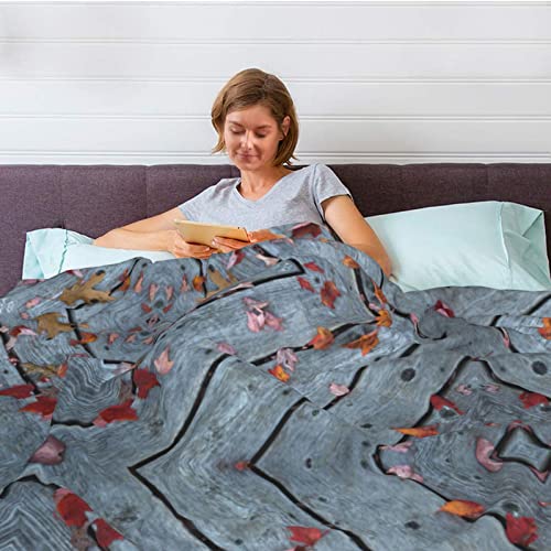 Couverture de canapé feuilles d'automne jeté de lit imprimé en bois double couche doux - 7