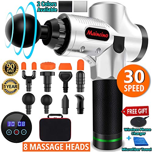 Muscle Massage Gun Deep Tissue Massager Handheld Percussion Body Massaging Quiet 30 Speed