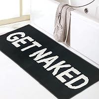 Vista 17 de Zeeinx Alfombra de baño con texto en inglés "Get Naked", bonita alfombra de baño de microfibra antideslizante, divertida decoración de baño, lavable