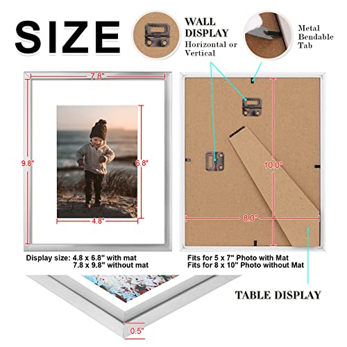 Kinlink 8X10 Picture Frames Silver, Photo Frames With Real Glass For Picture 5X7 With Mat Or 8X10 Without Mat, Composite Wood Picture Frames For Table Top And Wall Mounting - Set Of 4 #TOP5