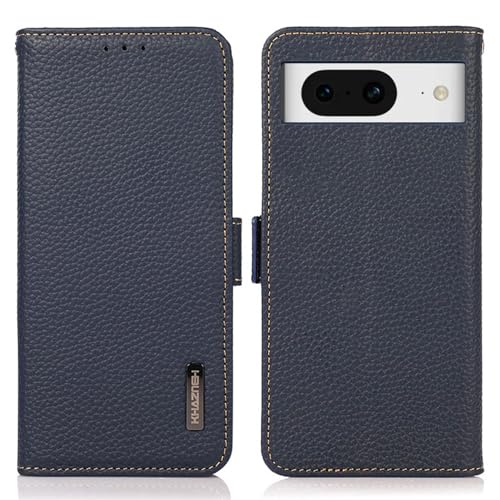 For Google Pixel 8a ケース 手帳型 本革 ピクセル 8a カバー 財布型 高級本皮 シュリンクカーフレザー シンプル手帳ケース 耐摩擦 サイドマグネット式 カード収納 大容量 3枚 横置きスタンド機能 耐衝撃 Ayakumo ブルー