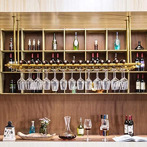 Gobelets de verres à pied de support de vin d'or pour ranger le bar - 5
