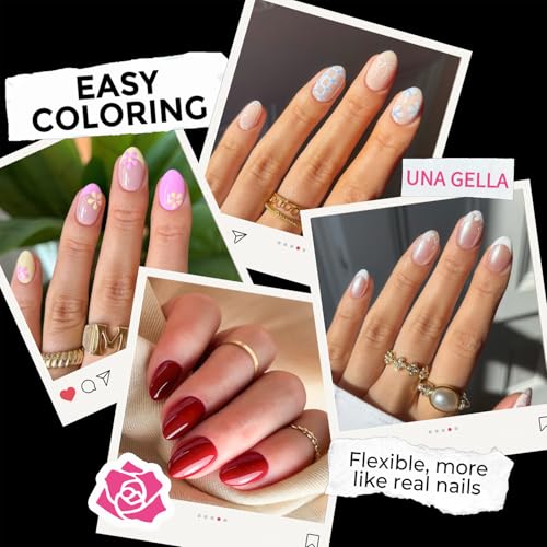 Image of UNA GELLA Extra Short Almond Nail Tips Full Cover 216PCS Gel Nail Tips Short Almond Shaped Nails Tips Soft Gelly Gel Clear Fake Nails Tip for Acrylic Nail Tip Soak Off Home DIY Salon Nails 12 Sizes