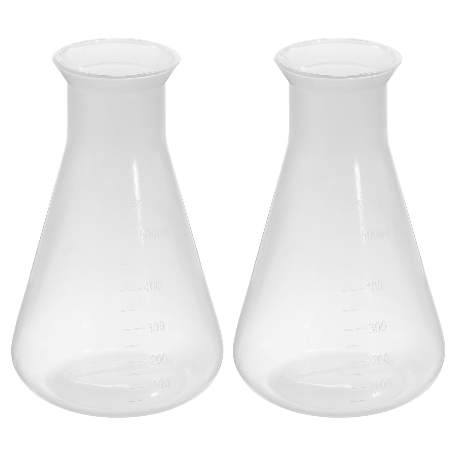 PATIKIL 500ml Matraccio di Plastica Erlenmeyer, 2pz Ampio Pallone Conico da Laboratorio, Chiaro