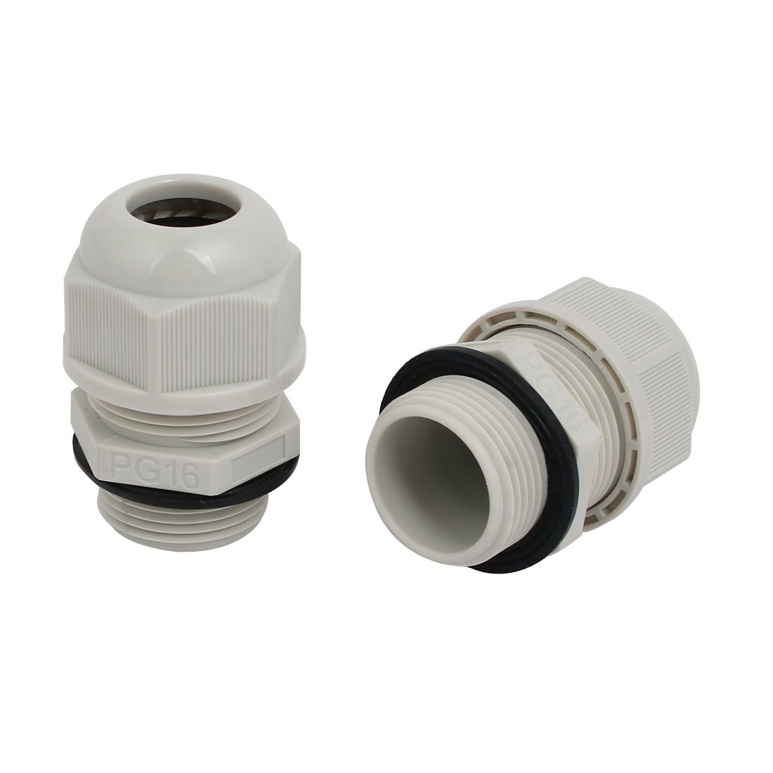 Aexit PG16 6mm Transmission Dia Nylon 2 Holes Adjustable Cables Gland Connector Gray 5pcs