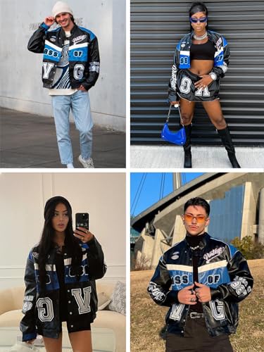 Vamtac Faux Leather Racing Jackets Varsity Bomber Coats Unisex Street With Pockets2