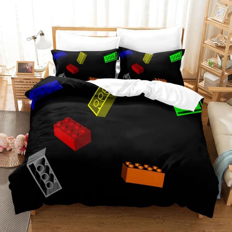 Housse de Couette 220x240 Jouet Noir en Microfibre avec 2 Taies d'Oreiller