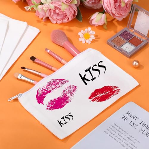 Image of Reginary 80 Pack Canvas Zipper Makeup Bags Bulk Pencil Pouches Blank DIY Craft Canvas Cosmetic Bag Pouch with Zipper for Makeup Cosmetic Toiletry Stationary Storage (All White)