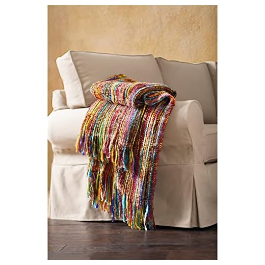 ART & ARTIFACT Boho Throw Blanket - Colorful Striped Chunky Knit Blanket Hippie Room Decor - 48" x 70" Afghan