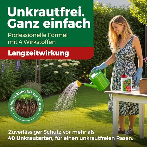 PROTECT GARDEN Universal-Rasenunkrautfrei Loredo Quattro Rasen-Unkrautvernichter gegen hartnäckige Unkräuter mit 4-fach Wirkung, 400 ml – Ansicht 2
