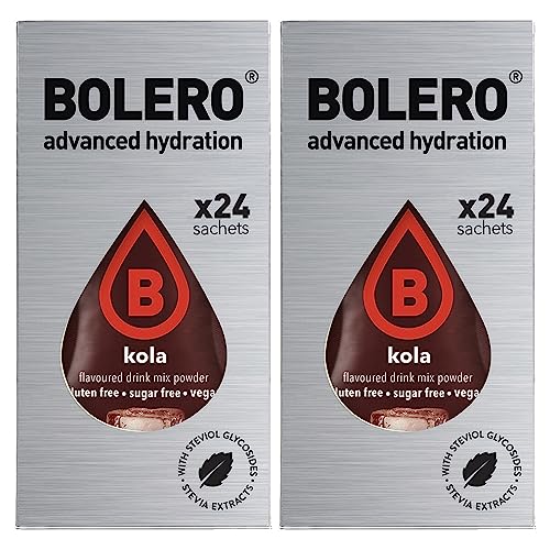 Bolero Drink 48 Bustine KOLA 3 grammi 3 gr Gusti Diversi Assortimento alla Frutta Preparato Polvere Solubile Per Bevanda Fresca in Acqua Prodotto,144 grammi dolcificato stevia,0.14 kilograms