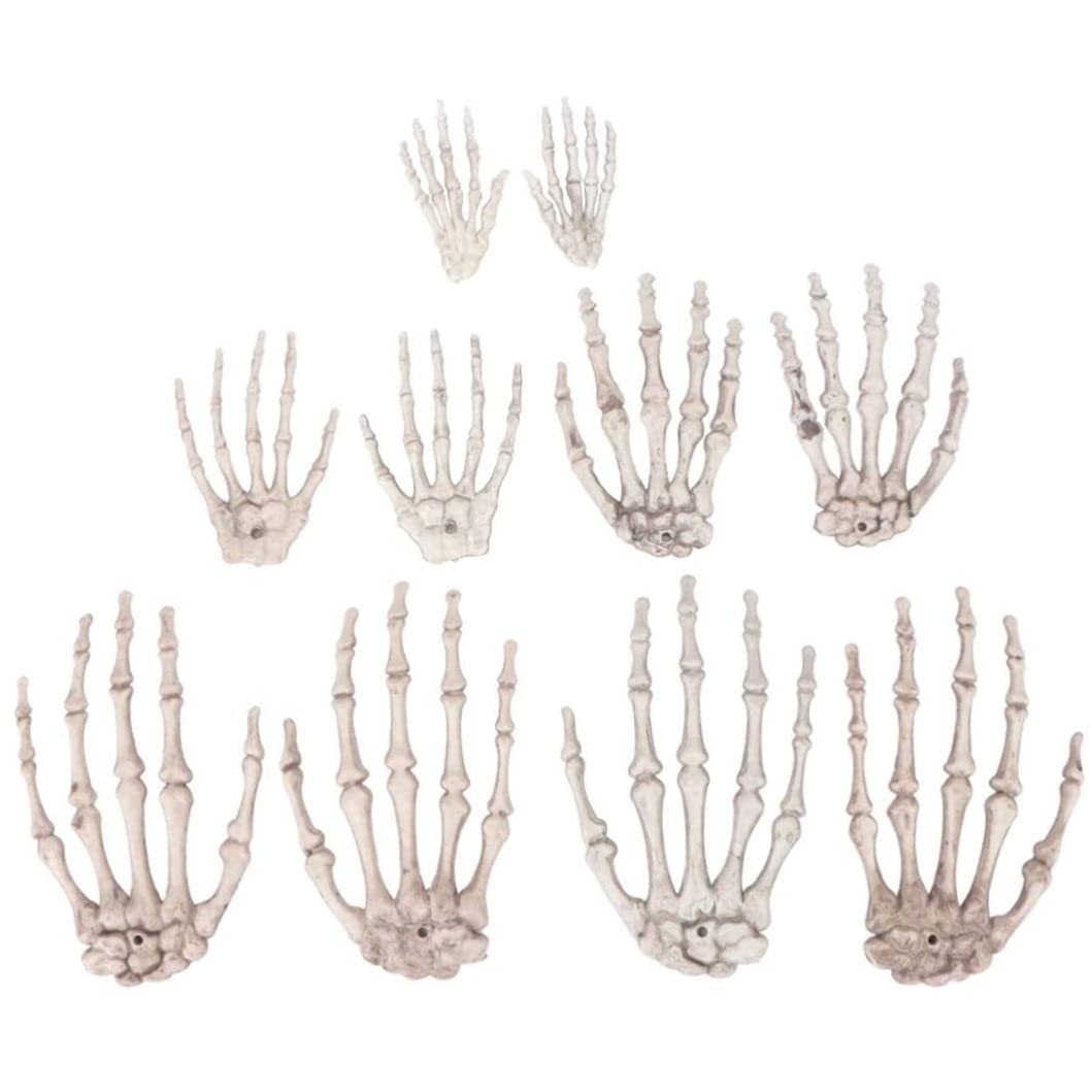 CNAFGBGG 5 Pair Plastic Skeleton Hands, Halloween Prop.