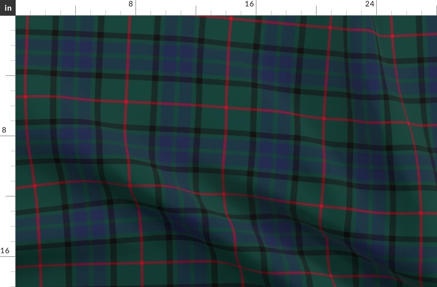 Spoonflower Fabric - Green Plaid Scottish Clan Lauder Family Blue Red Traditional Check Printed on Organic Cotton Sateen Fabric by The Yard - Sewing Quilting Apparel Home Decor