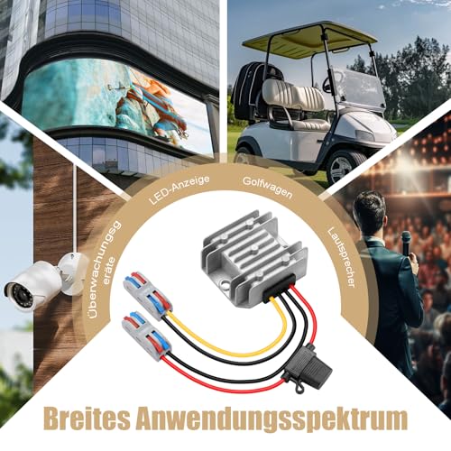 DC/DC 9-32V Auf 12V Port Konverter, Spannungswandler 12/24V Zu 12V 5A 60W MAX, Wasserdichter Buck-Wandler Mit Sicherung Und Klemmleiste, Abwärtsspannungsregler,Auto, Boot, Photovoltaik