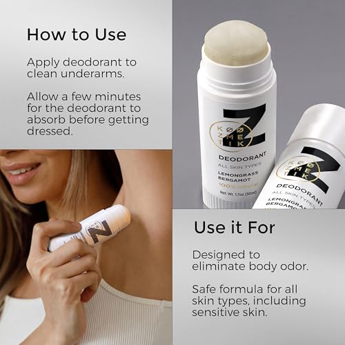Image of 100% Natural Deodorant for Everyday | Aluminum Free | Chemical Free | Long-Lasting Odor Protection | Lemongrass & Bergamot for Daily Freshness | Cruelty-Free | Z KOOZMETIK 1.7oz