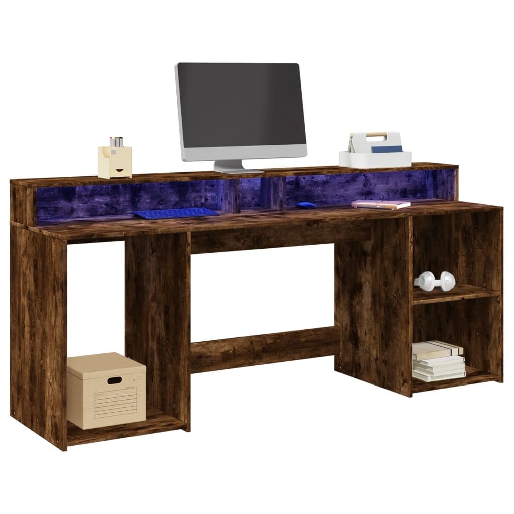Homgoday Scrivania a LED per computer, ufficio, ufficio, ufficio, soggiorno, studio, incenso, 200 x 55 x 91 cm, materiale in legno