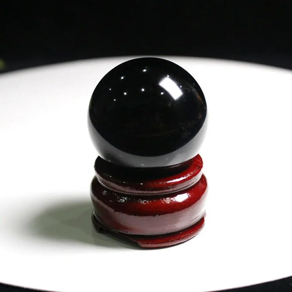 FOPURE Decorative Ornaments Obsidian Ball Quartz Crystal with Stand (Size : 3cm)