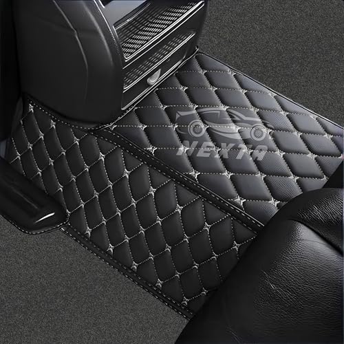 Image of 7D Premium Imported Car Foot Mat for VinFast VF MPV 7-7 Seater (All 3 Rows) 100% Waterproof and Dust Proof | Custom Fitted Car Floor Mat-Black and Silver Stich with Gray Grass