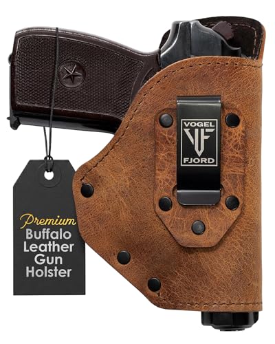 Buffalo Leather Gun Holster IWB Concealed Carry for Glock 42 Sig P365 Ruger LC9, LC9s Kahr CM9 MK9 P9 Springfield Hellcat and Similar Sized Handguns (Crazy Horse, Inside The Waistband - Left Side)