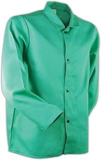 MAGID SparkGuard Flame Resistant Green Welding Jacket | 1 Jacket | 9 oz. Lightweight 100% Cotton Sateen | ASTM D6413 | Men’s | 1830 | Breathable Spark & Heat Protection PPE | PVC-Free