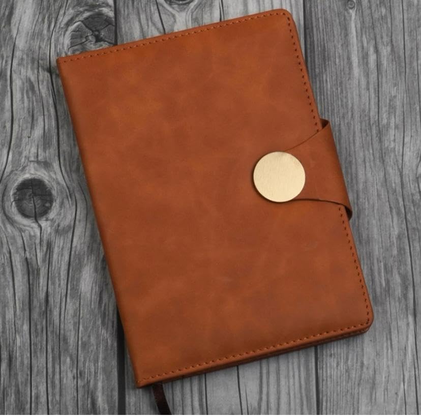 Customised PU Leather Stylish & Durable Hardcover Notebook with Magnetic Flap Closure | Diary For Men & Women | Office Diary Notebook | Personal Diary | Journal Notebook | Executive Notebook (Brown)