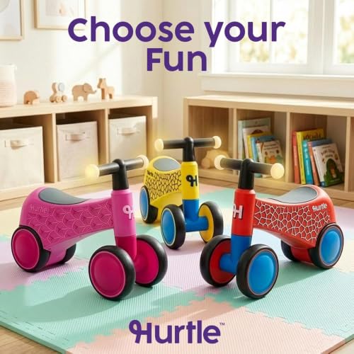Hurtle Toddler Balance Bike, Baby Ride-On Toy for Ages 1–3, Pedal-Free Baby Balance Trainer with Light-Up Handlebars, Stable Riding Toys for Toddlers 1–3, Develops Steering & Control, Red - Image 8