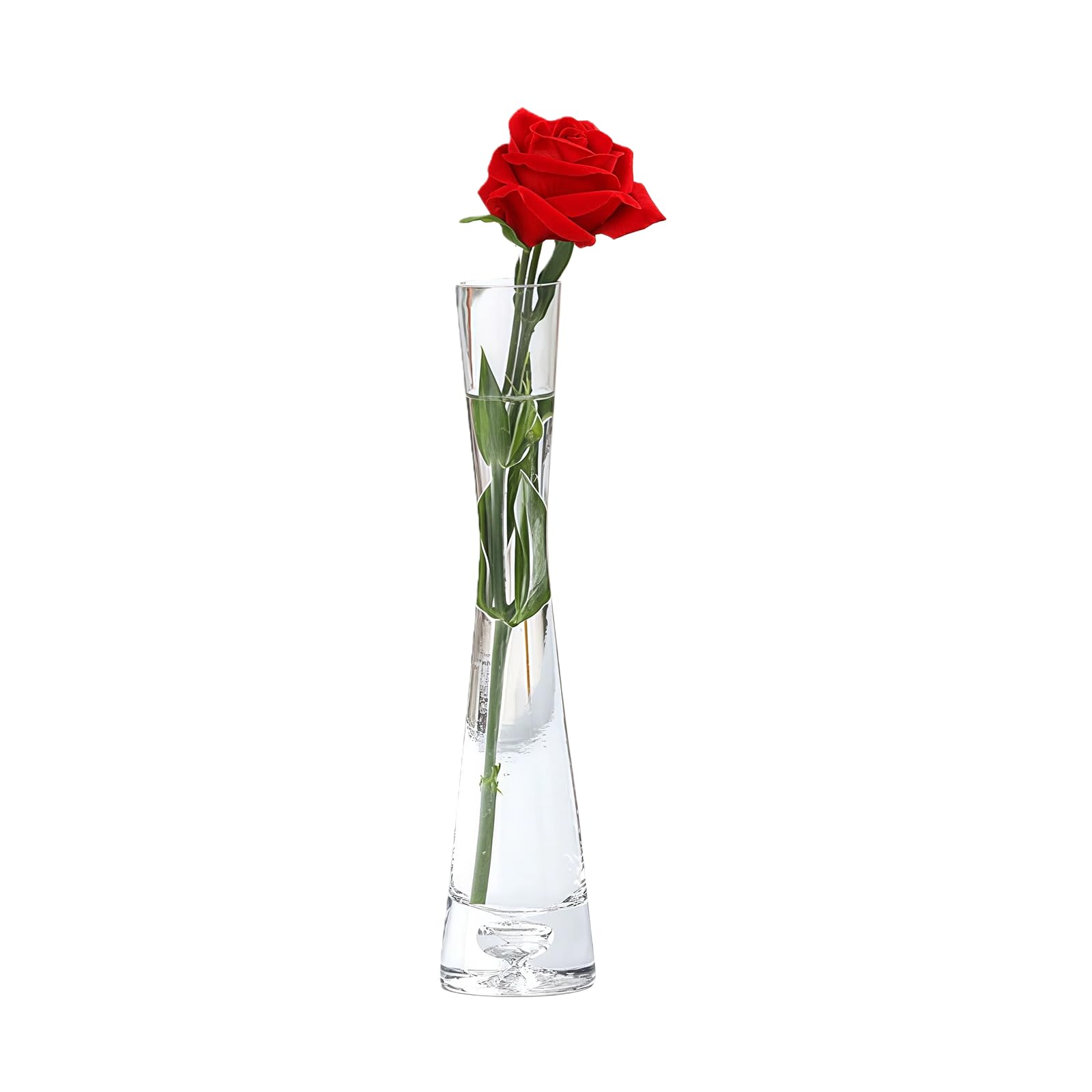 20cm Tall Clear Glass Flower Vase Single Stem Bud Vase for Home Office Wedding Decor Modern Minimalist Centerpiece