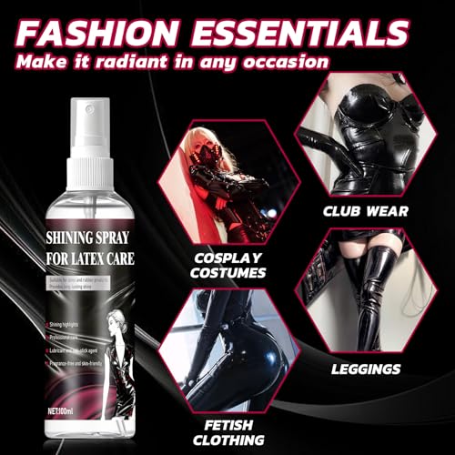 WEILAOK Latex Anziehhilfe öl, Latexpflege & Latex Anziehhilfe Öl, Shining Spray Hochglanz-Latexpflege, Silikonoel Fuer Latexkleidung, Seidig, Geruchlos, Rubber Pflege für Intensiven Glanzeffekt