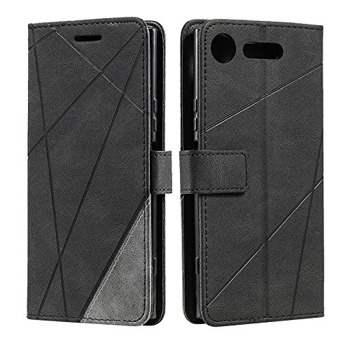 SONWO Coque pour Sony Xperia XZ1, Etui en Cuir PU Portefeuille Housse Fermeture Magnétique und Flip pour Sony Xperia XZ1, avec Fermeture Magnétique, Noir