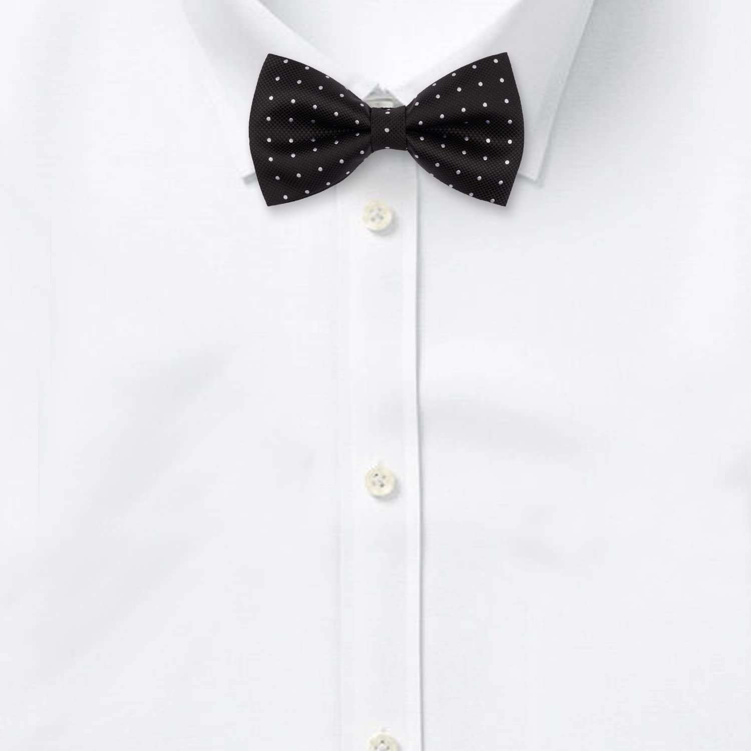 The Tie Hub Revolve Mini Polka Black Microfiber Bow Tie For Men - Image 3 thumbnail