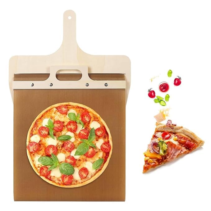 Sliding Pizza Peel, Magic Non-Stick Pizza Transfer Slider with Handle, Super Smart Pizza Spatula Paddle, A Good Pizza Oven Accessory