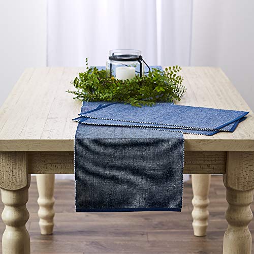 Chemin de table bleu en coton DII résistant pour protéger et habiller une table XL - 6