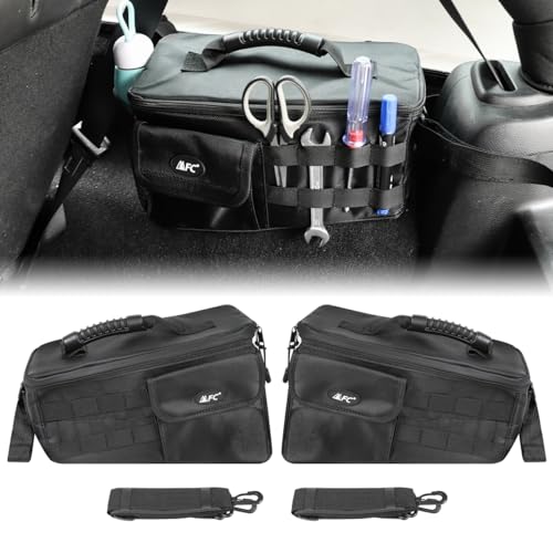 DSISIMO Wheel Well Side Storage Bags Compatible With For 2007-2018 Jeep Wrangler JK JKU & Unlimited 4 Door Rear Trunk Cargo Organizer Storage Bag With Grab Handles