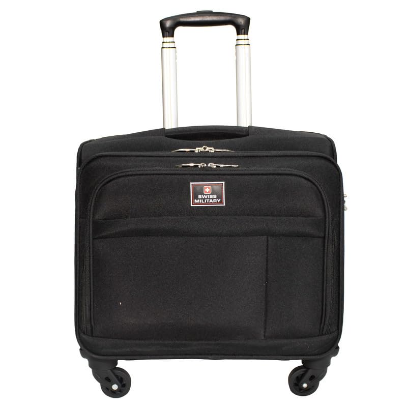 Parker Black Laptop Overnighter Soft Trolley Luggage Bag, Polyester, Durable Zipper, Combination Lock, 4 Wheels, Lightweight, 48 Liters-image-11