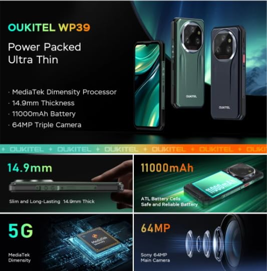 Amazon | Oukitel wp 39 5 G堅牢型スマートフォン24 GB（6+18）+256 GB